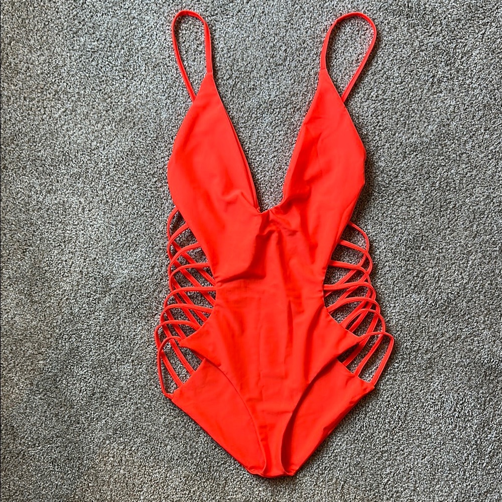 Neon Slatted Swimsuit